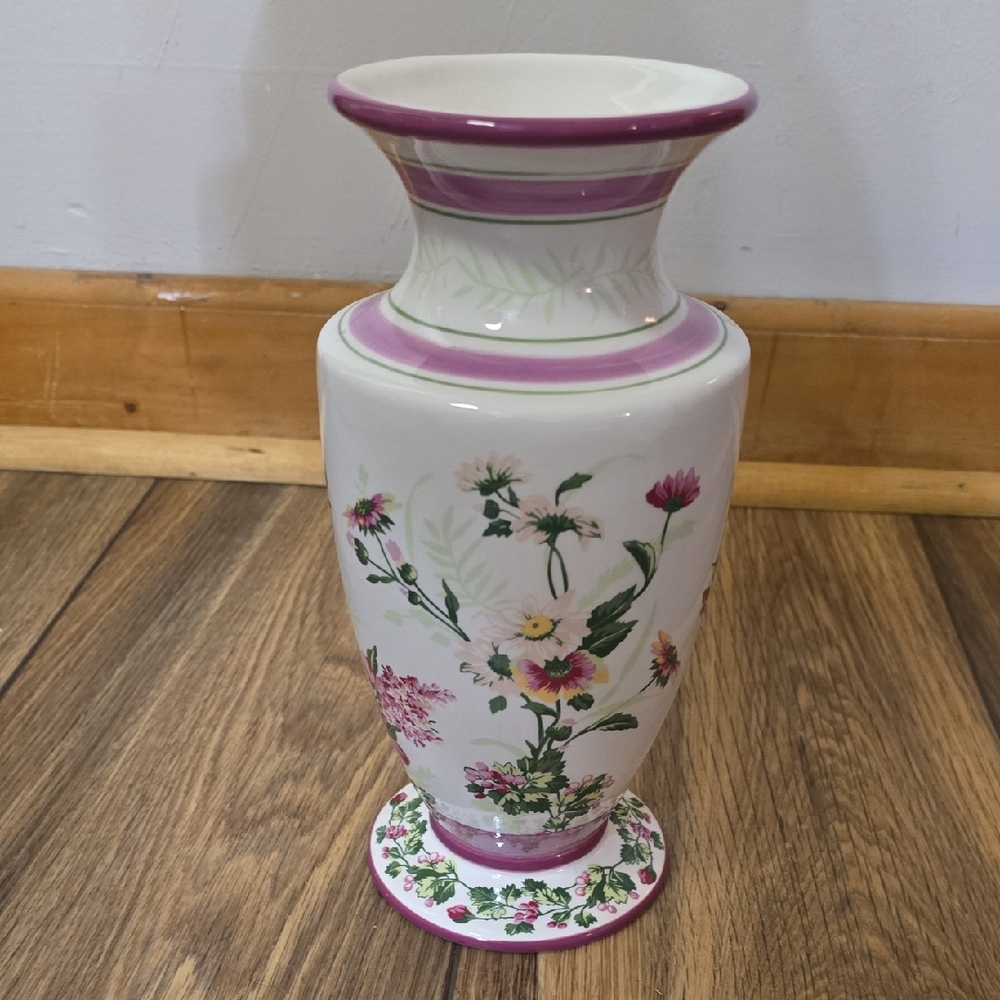 Laura Ashley White and Purple Floral Vase